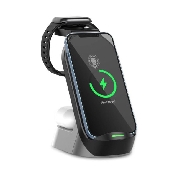 شارژر وایرلس 4 کاره گرین لیون مدل Green Lion 4 in 1 Fast Wireless Charger GN4IN1WCBK با توان 15W